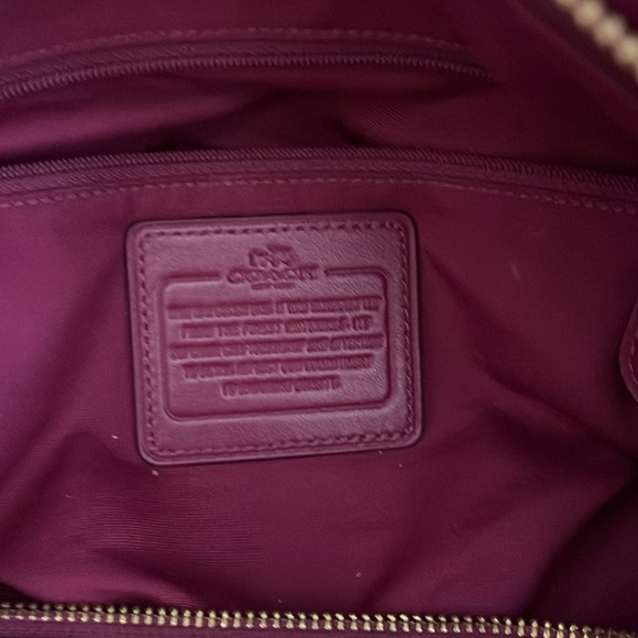 Coach Raspberry/fuscia Leather Satchel with shoulder strap. - Picture 7 of 10